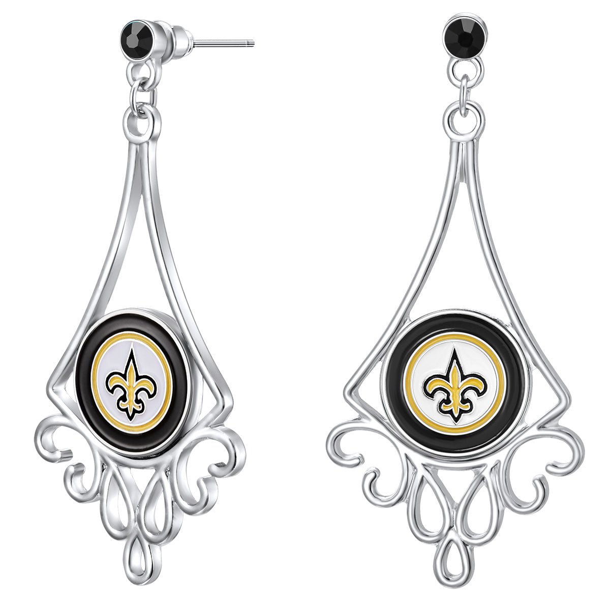 NFL Diamond Floral Post Earrings - Gamedays Gear - New Orleans Saints