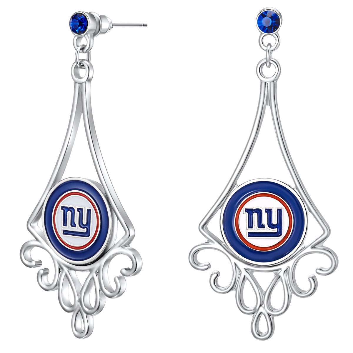 NFL Diamond Floral Post Earrings - Gamedays Gear - New York Giants