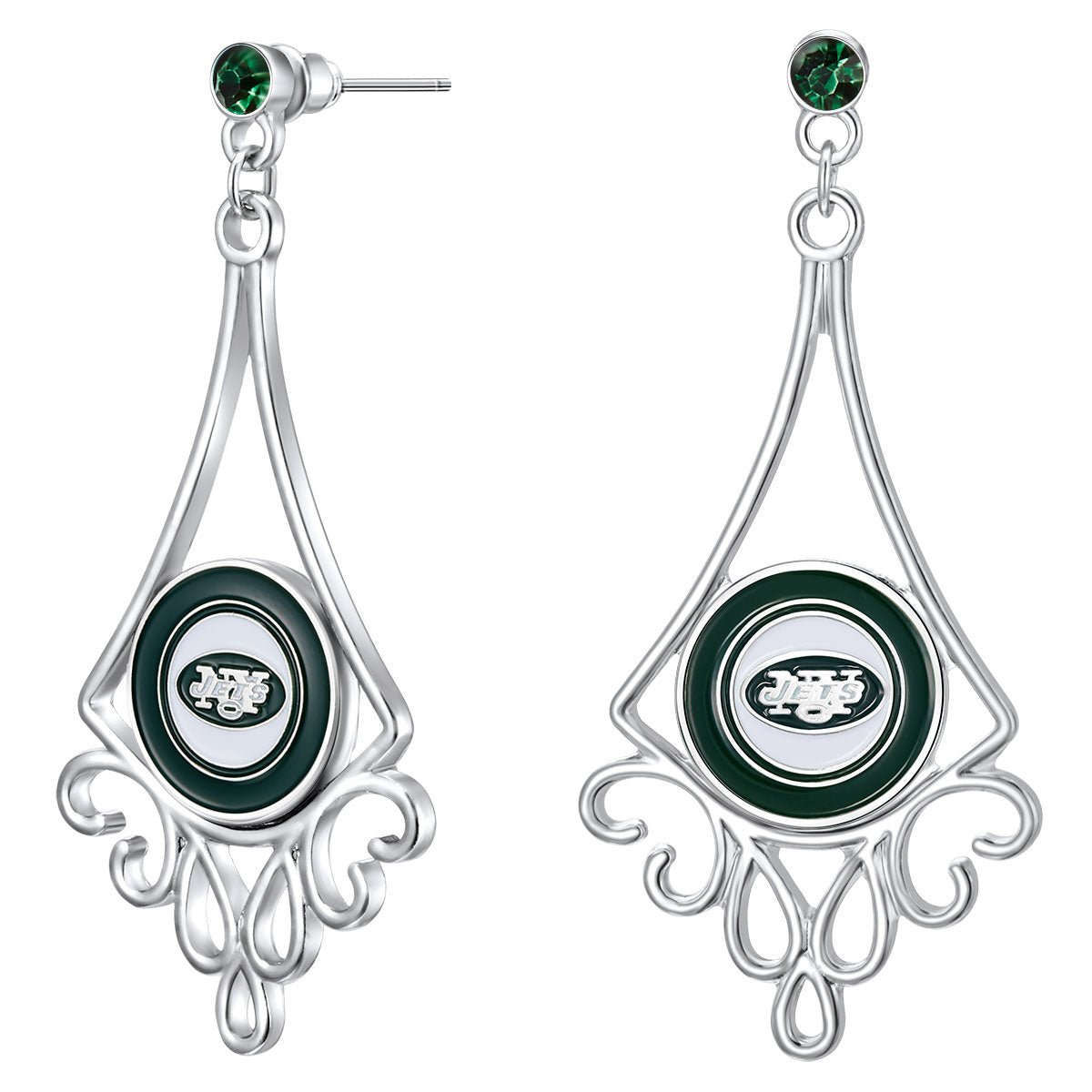 NFL Diamond Floral Post Earrings - Gamedays Gear - New York Jets