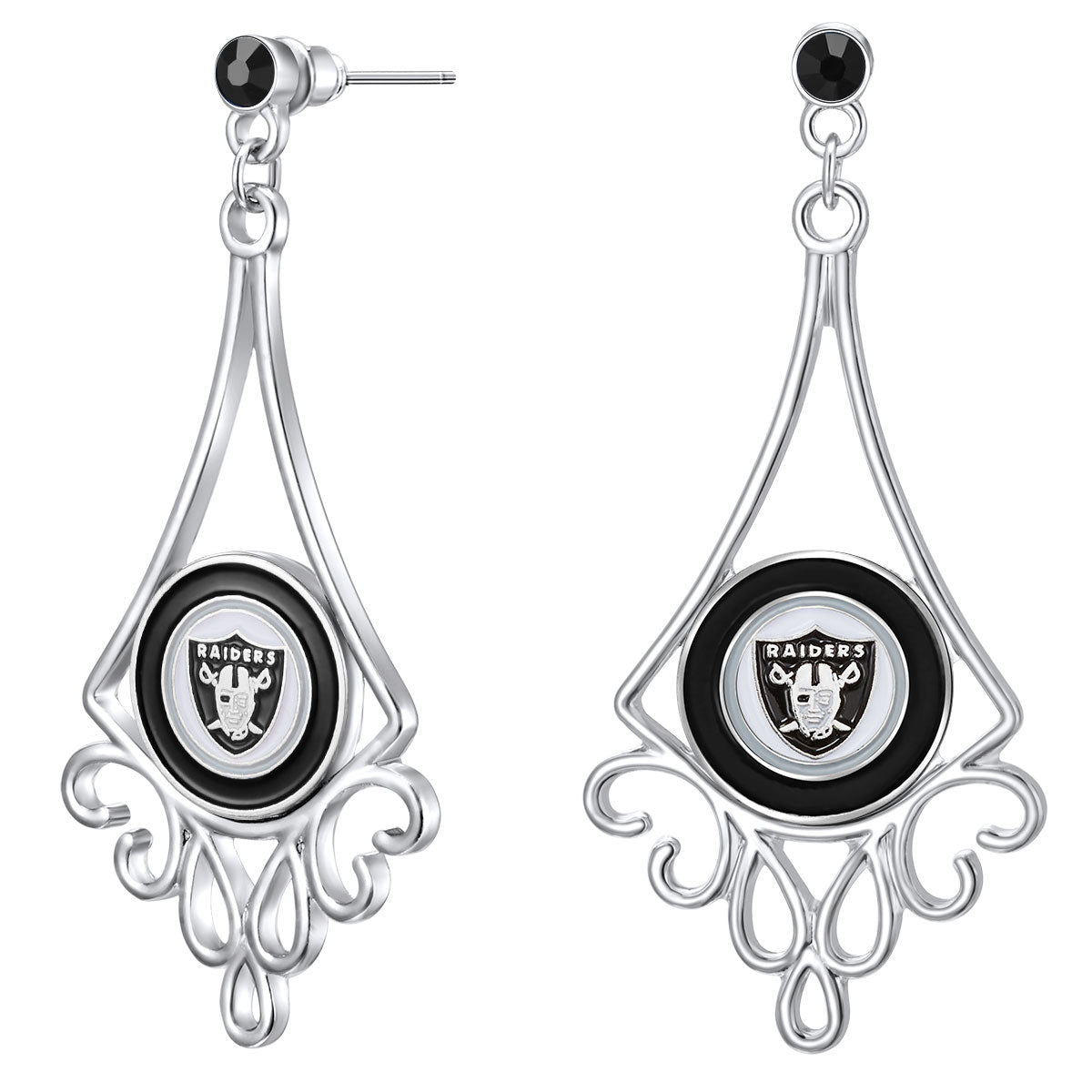 NFL Diamond Floral Post Earrings - Gamedays Gear - Las Vegas Raiders