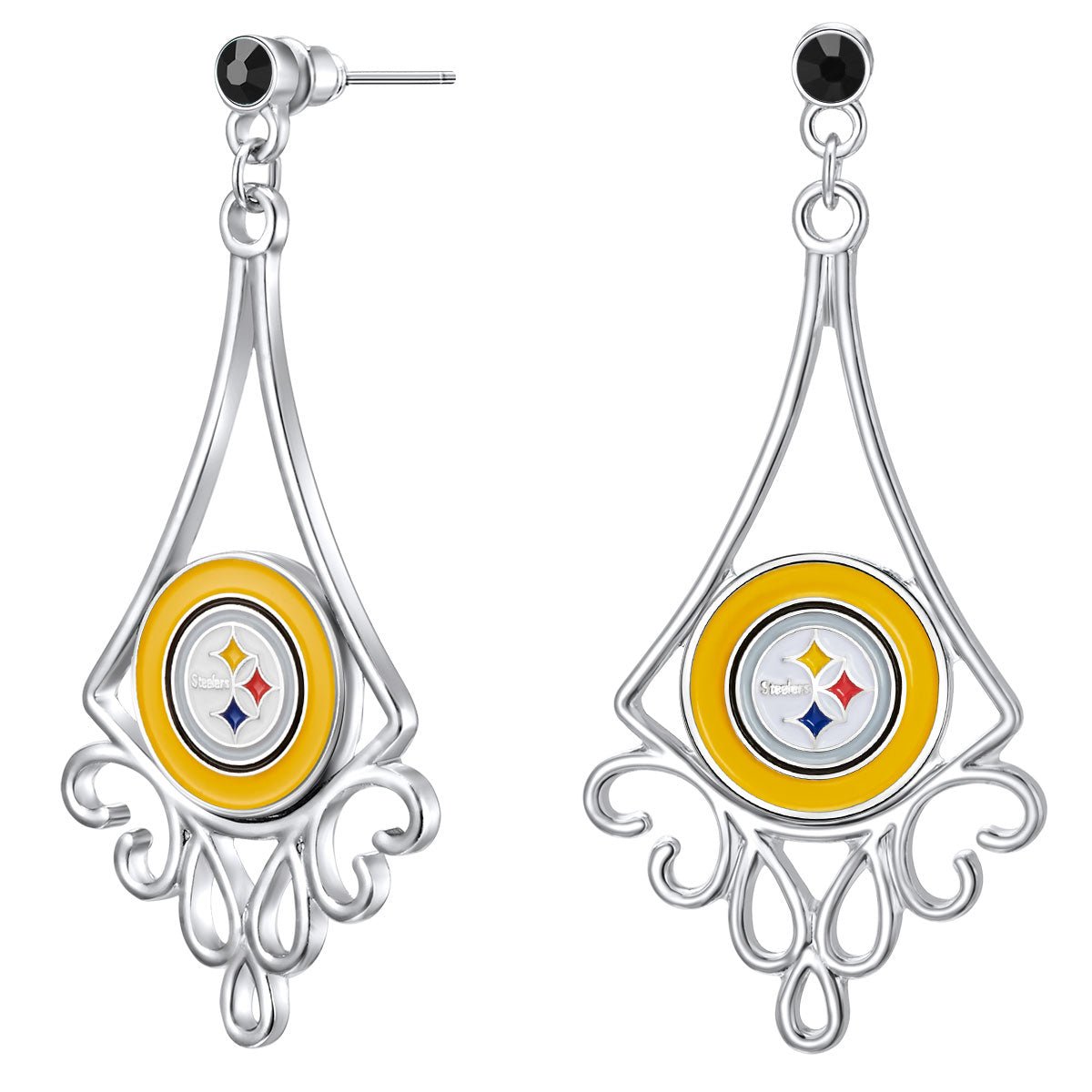 NFL Diamond Floral Post Earrings - Gamedays Gear - Pittsburgh Steelers