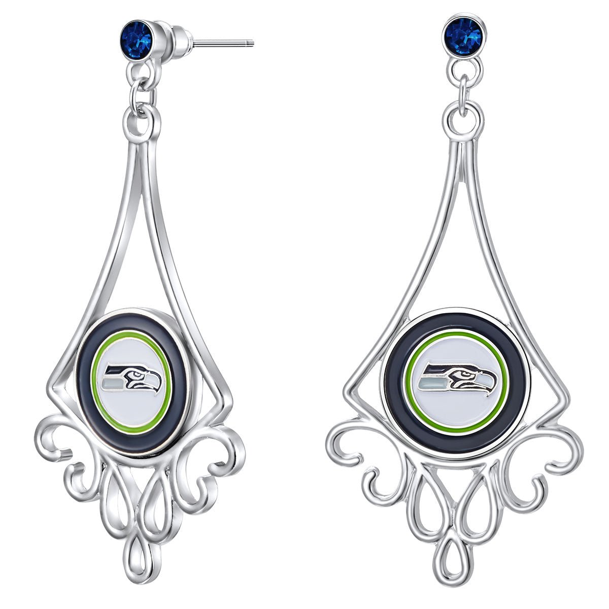 NFL Diamond Floral Post Earrings - Gamedays Gear - Seattle Seahawks