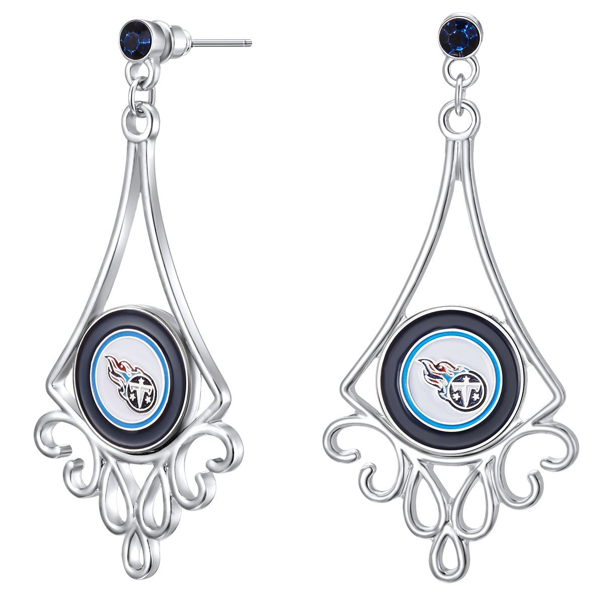 NFL Diamond Floral Post Earrings - Gamedays Gear - Tennessee Titans