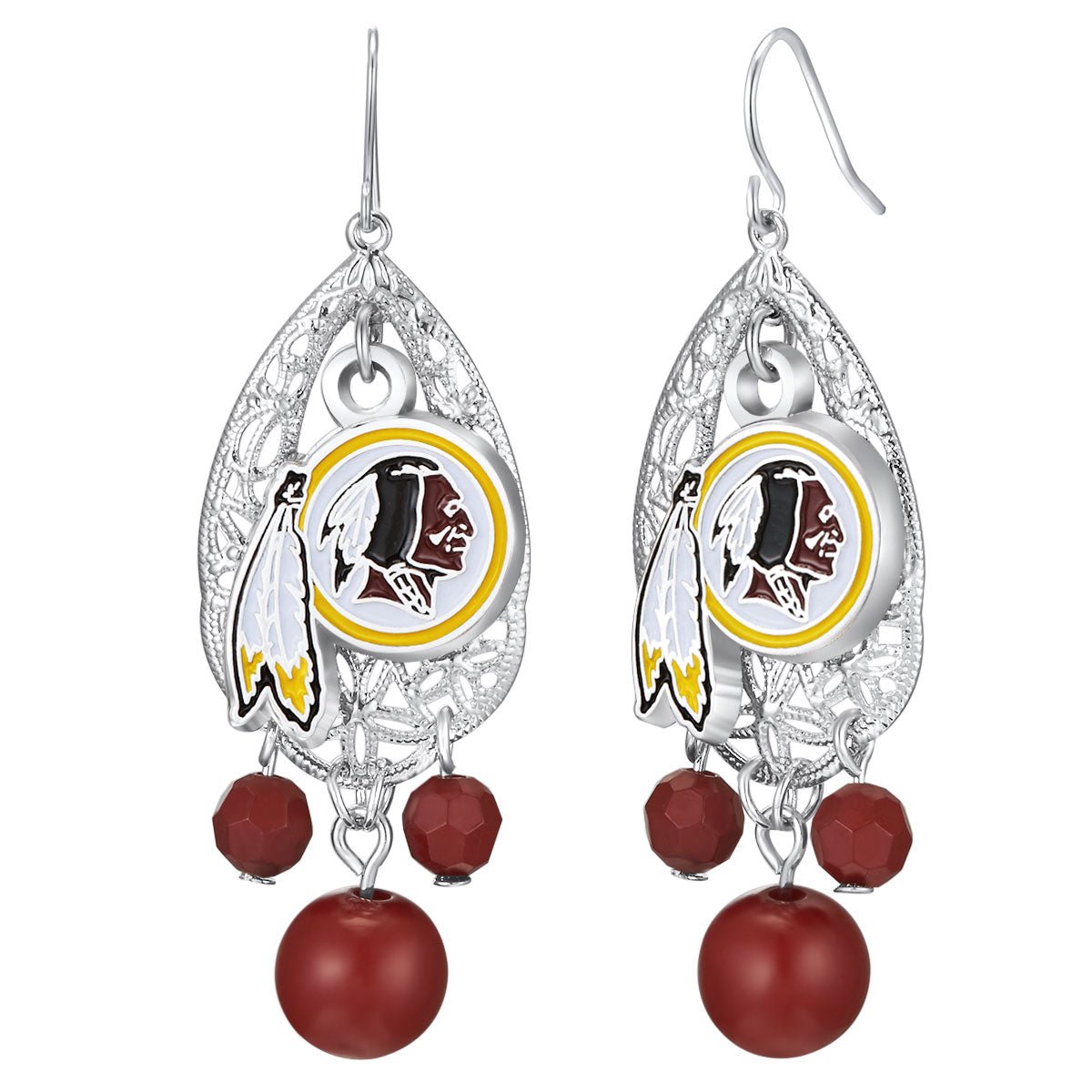 NFL Teardrop Logo Dangler Earrings - Gamedays Gear - Washington Redskins