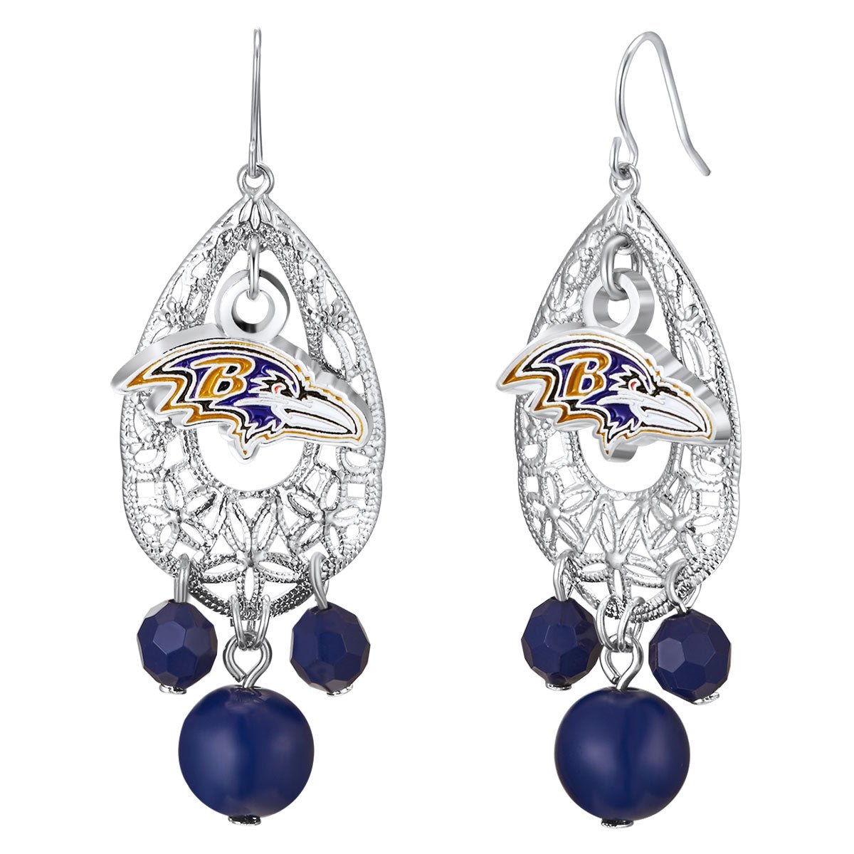 NFL Teardrop Logo Dangler Earrings - Gamedays Gear - Baltimore Ravens