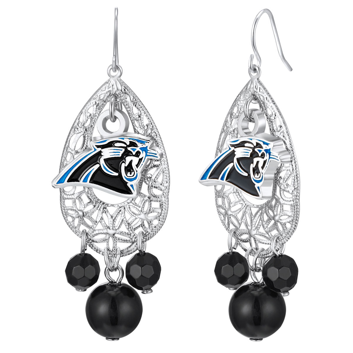 NFL Teardrop Logo Dangler Earrings - Gamedays Gear - Carolina Panthers