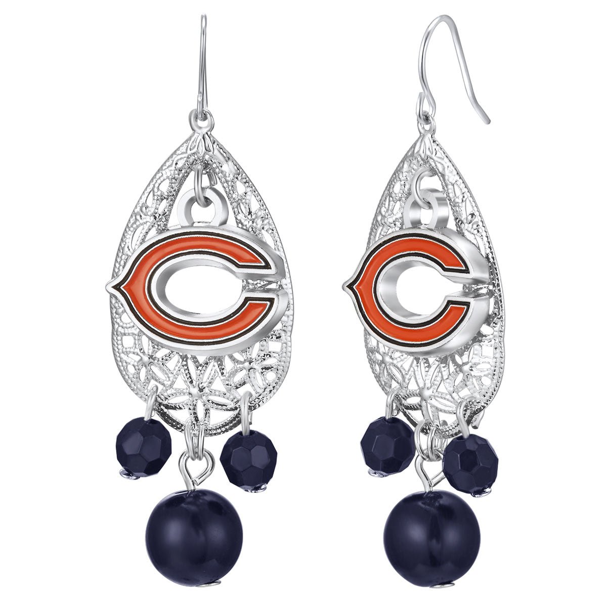 NFL Teardrop Logo Dangler Earrings - Gamedays Gear - Chicago Bears