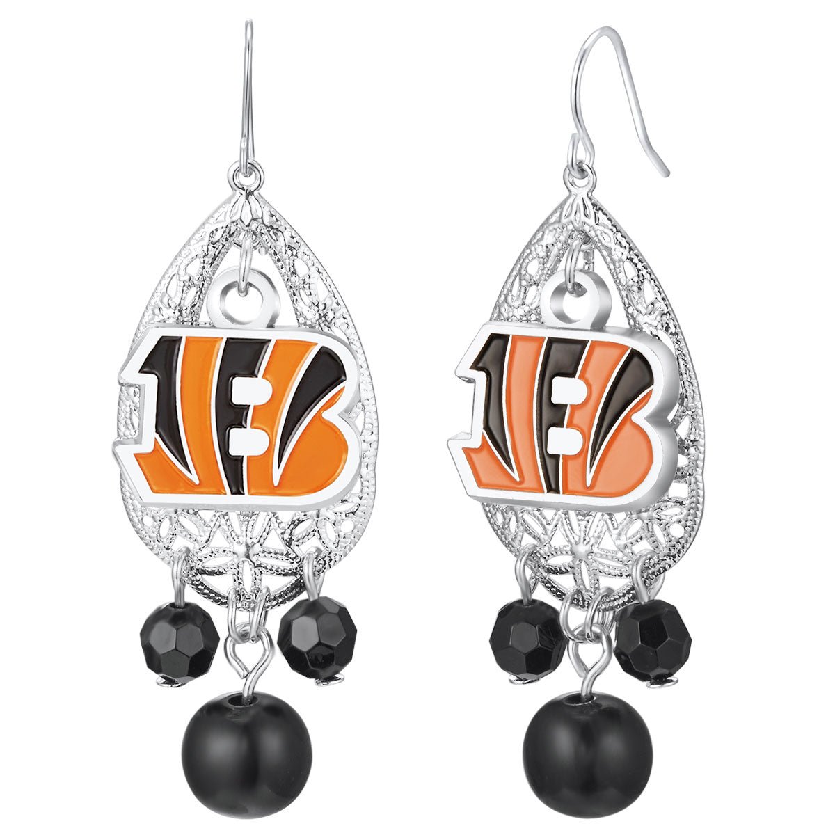 NFL Teardrop Logo Dangler Earrings - Gamedays Gear - Cincinnati Bengals