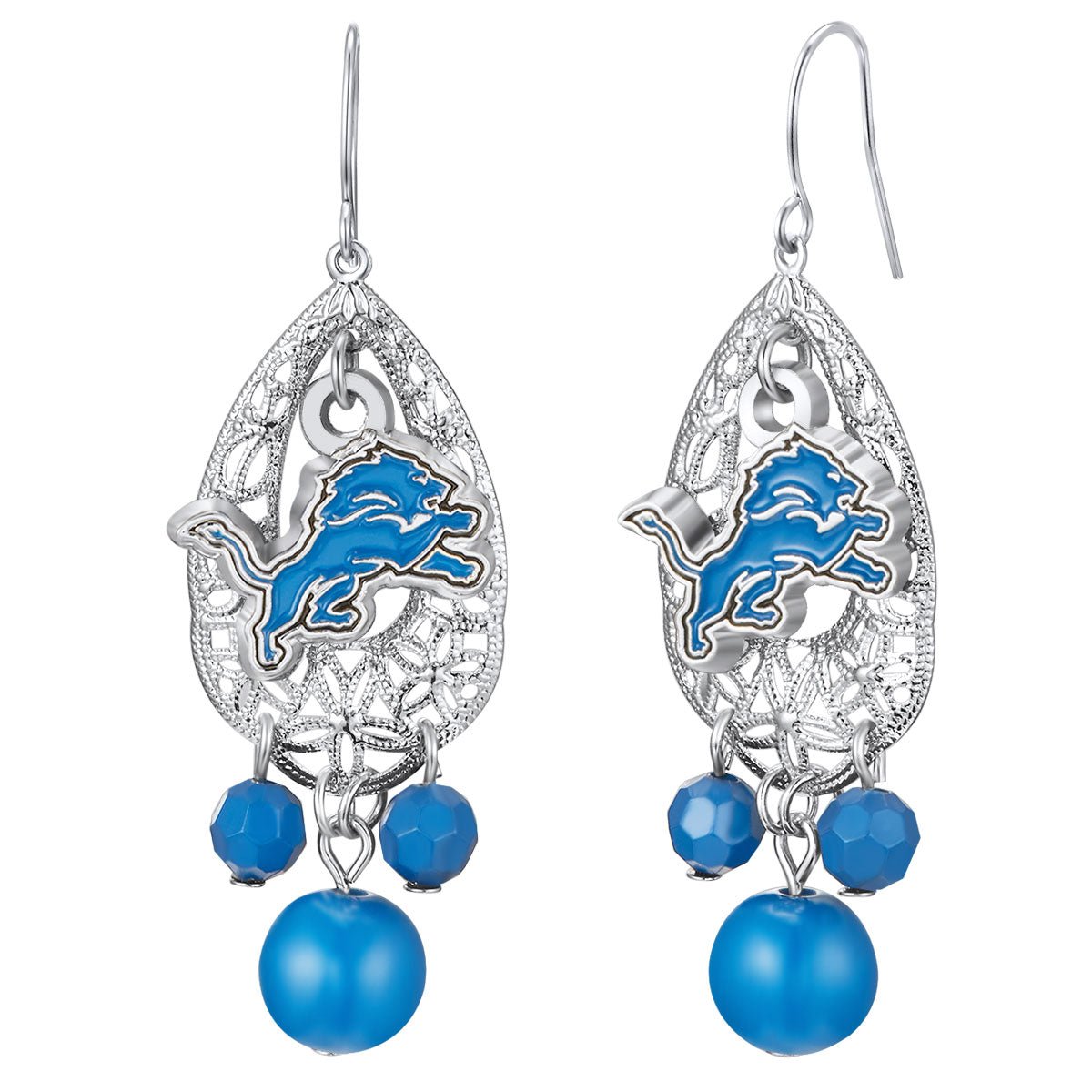 NFL Teardrop Logo Dangler Earrings - Gamedays Gear - Detroit Lions