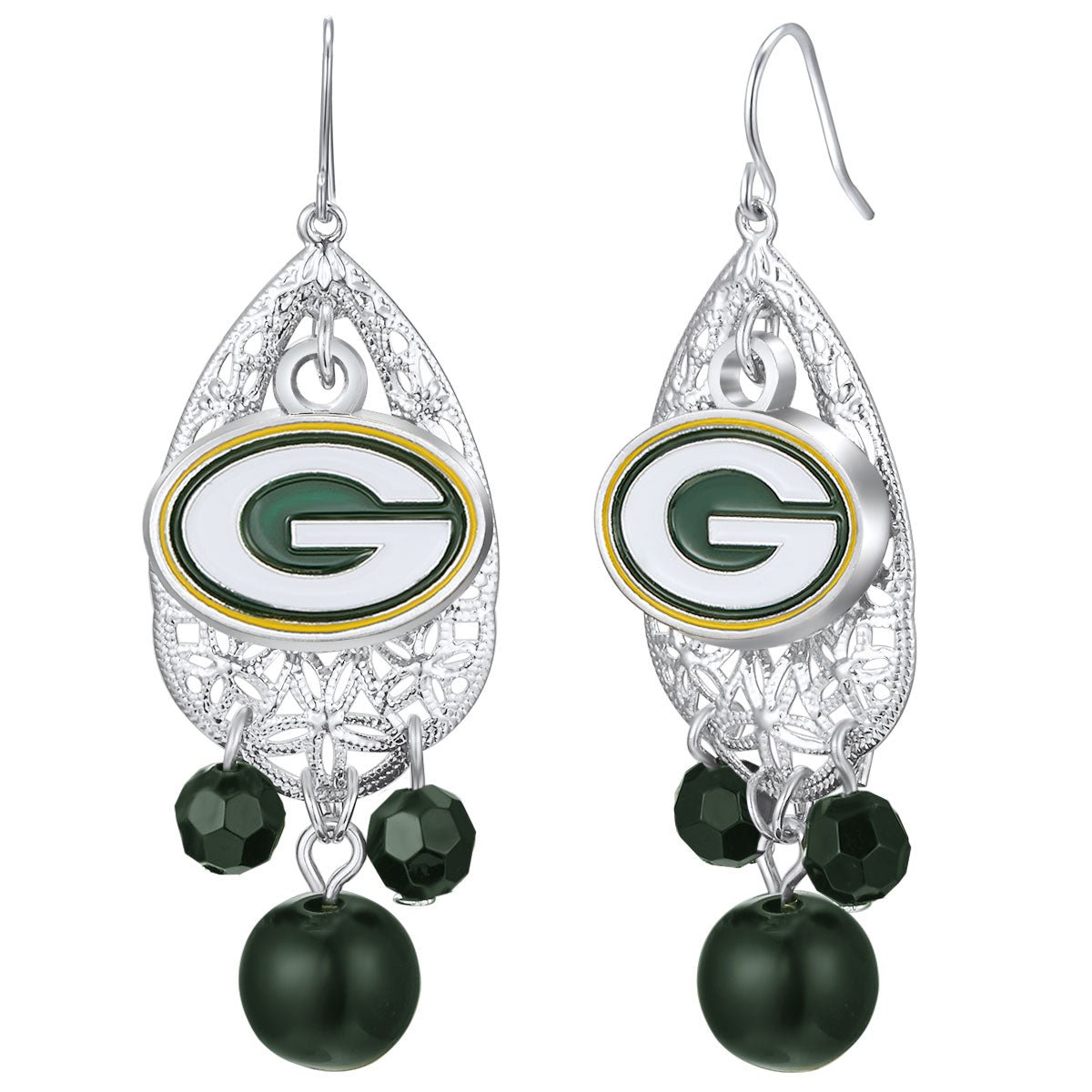 NFL Teardrop Logo Dangler Earrings - Gamedays Gear - Green Bay Packers