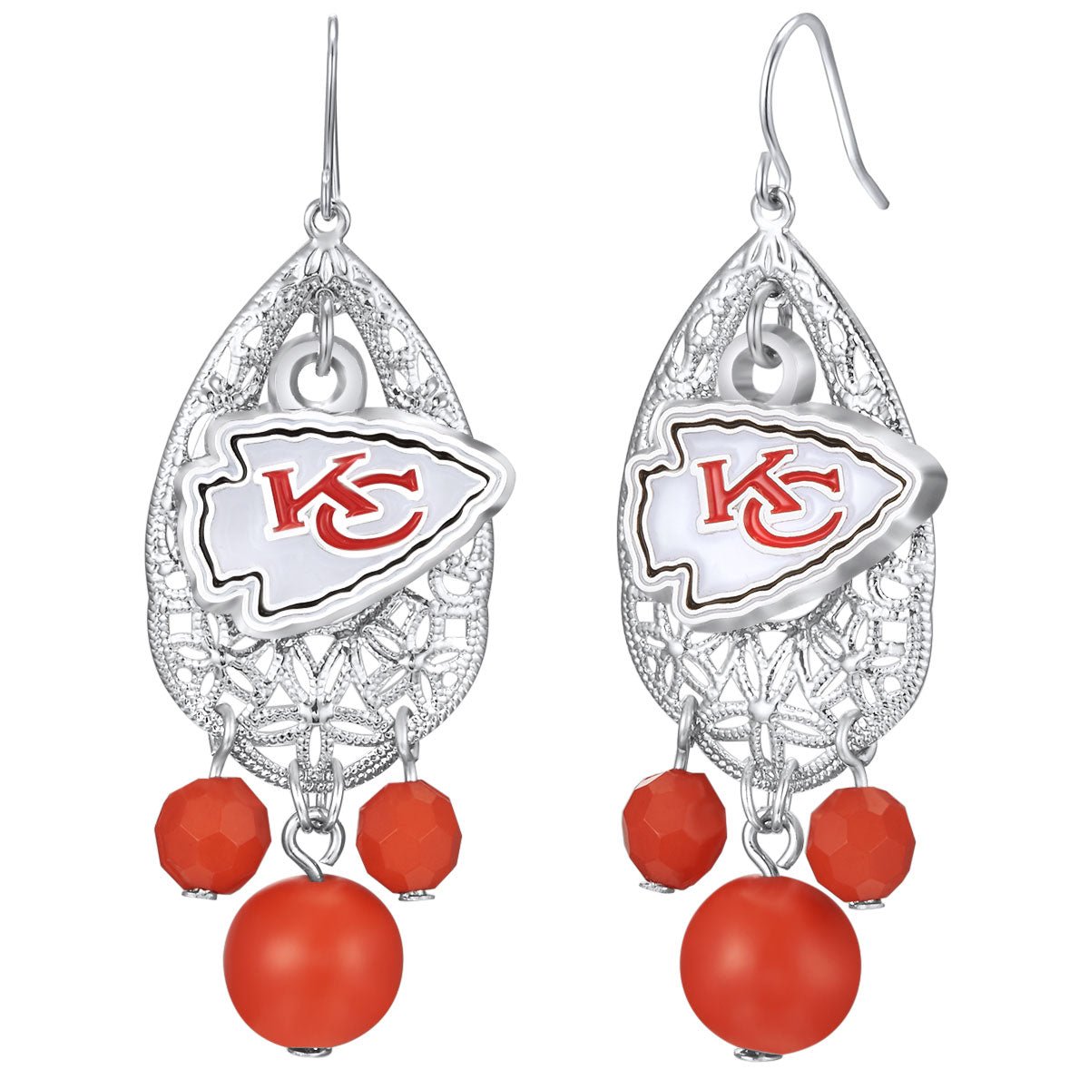 NFL Teardrop Logo Dangler Earrings - Gamedays Gear - Kansas City Chiefs