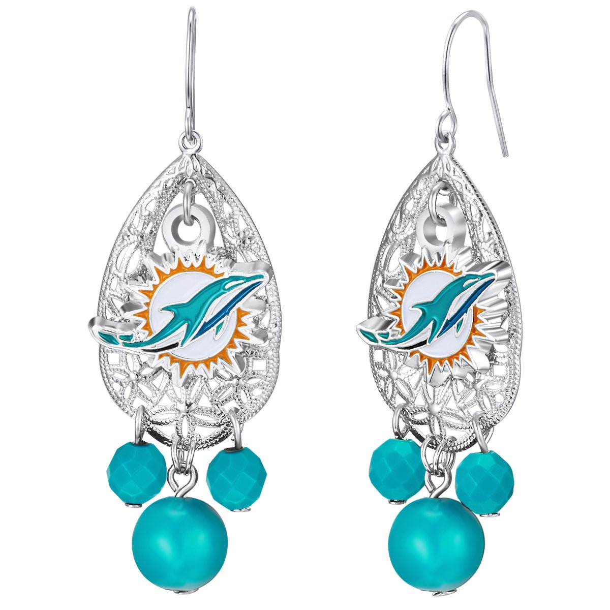 NFL Teardrop Logo Dangler Earrings - Gamedays Gear - Miami Dolphins