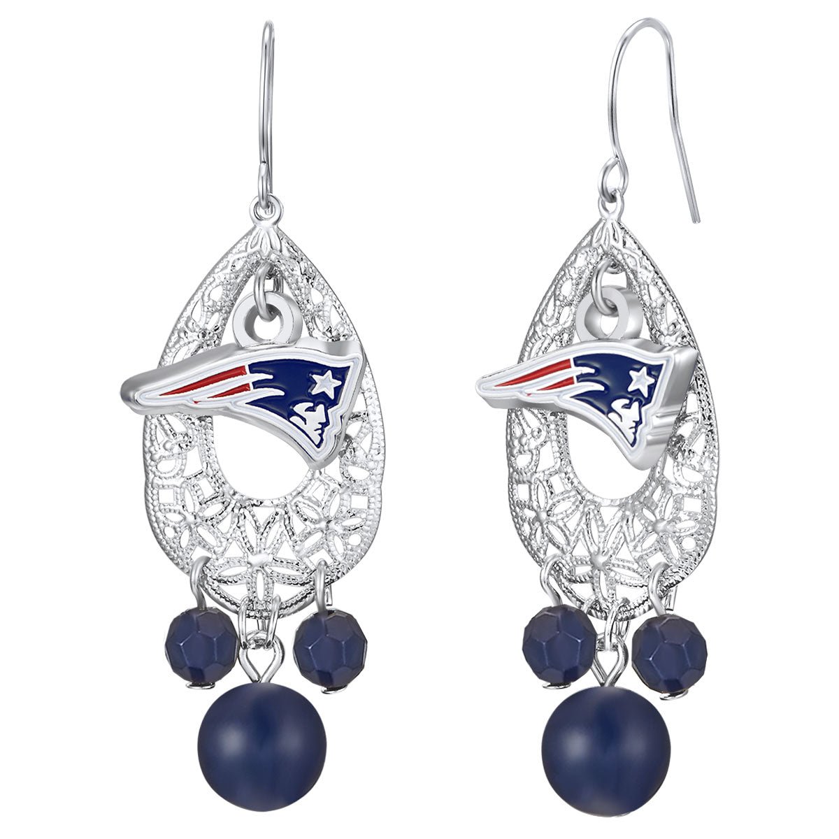 NFL Teardrop Logo Dangler Earrings - Gamedays Gear - New England Patriots