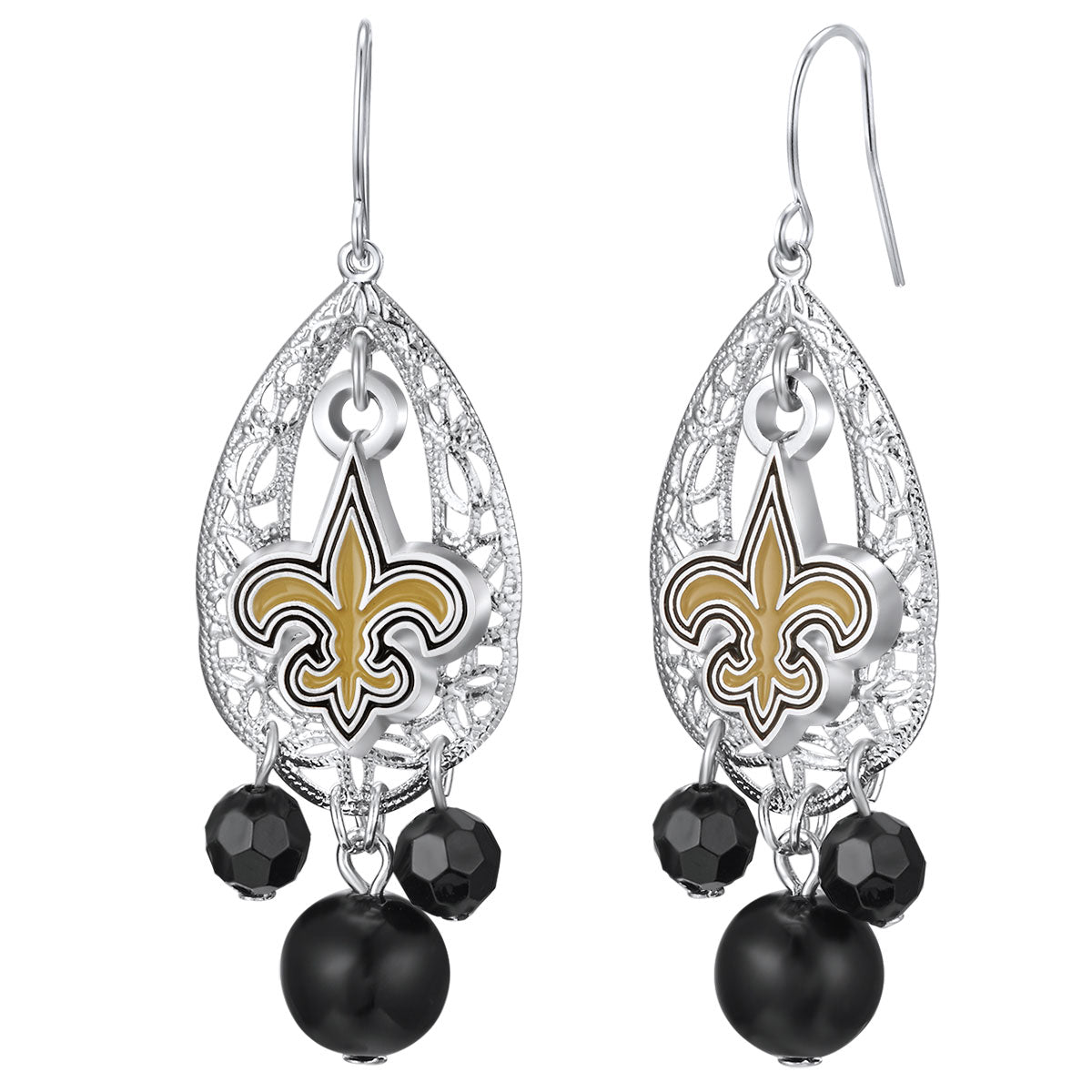 NFL Teardrop Logo Dangler Earrings - Gamedays Gear - New Orleans Saints