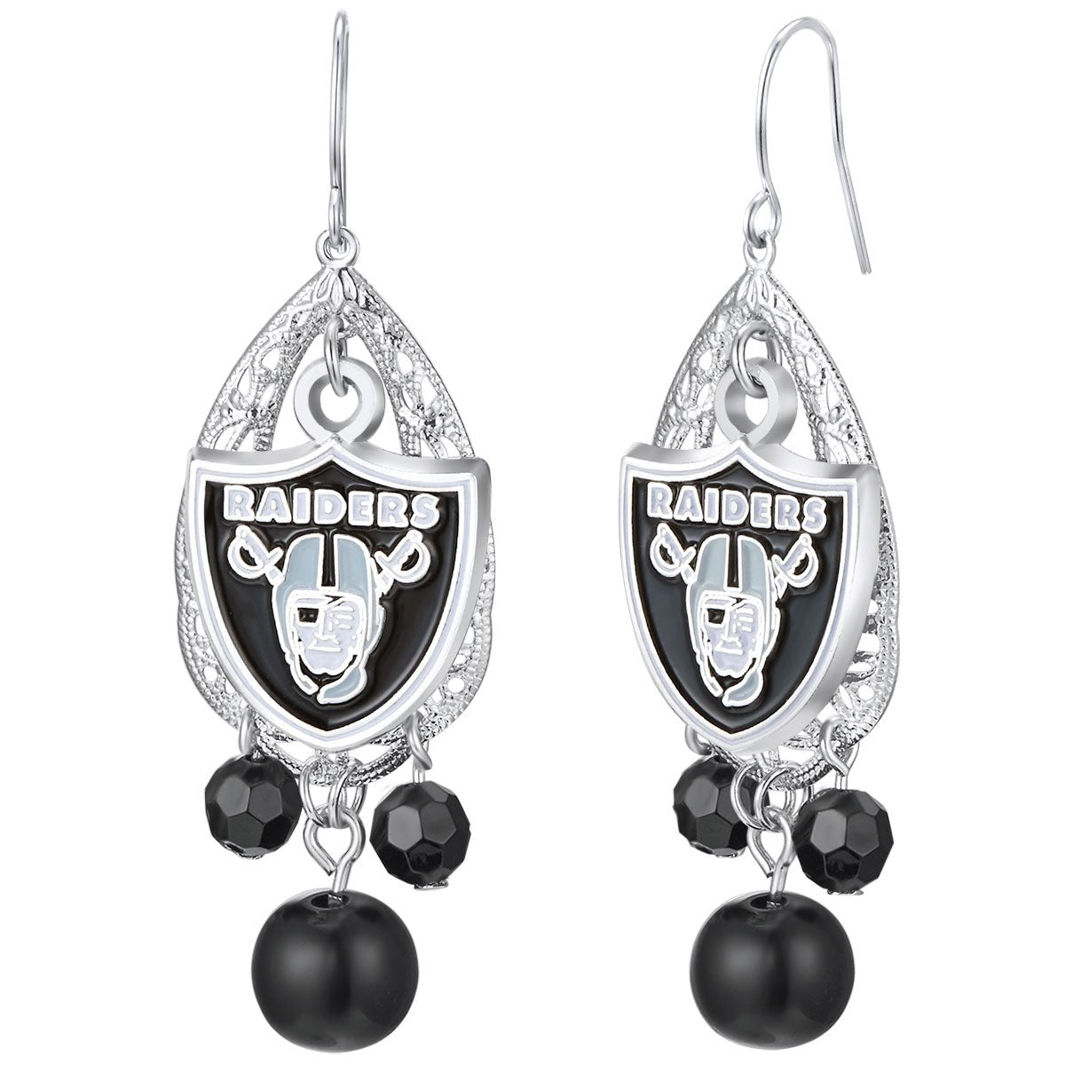 NFL Teardrop Logo Dangler Earrings - Gamedays Gear - Las Vegas Raiders