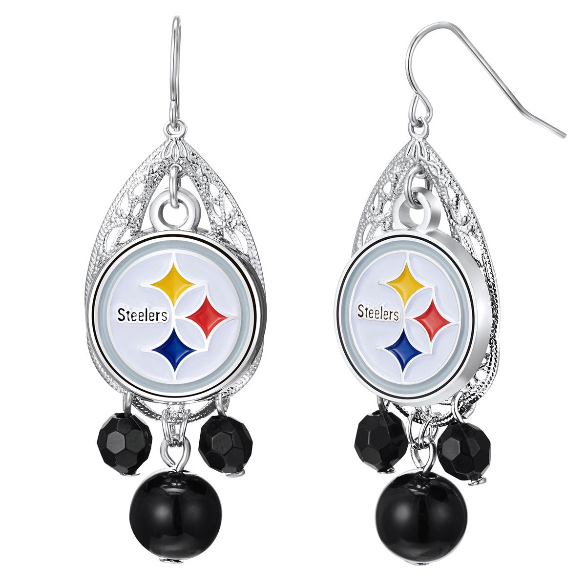 NFL Teardrop Logo Dangler Earrings - Gamedays Gear - Pittsburgh Steelers