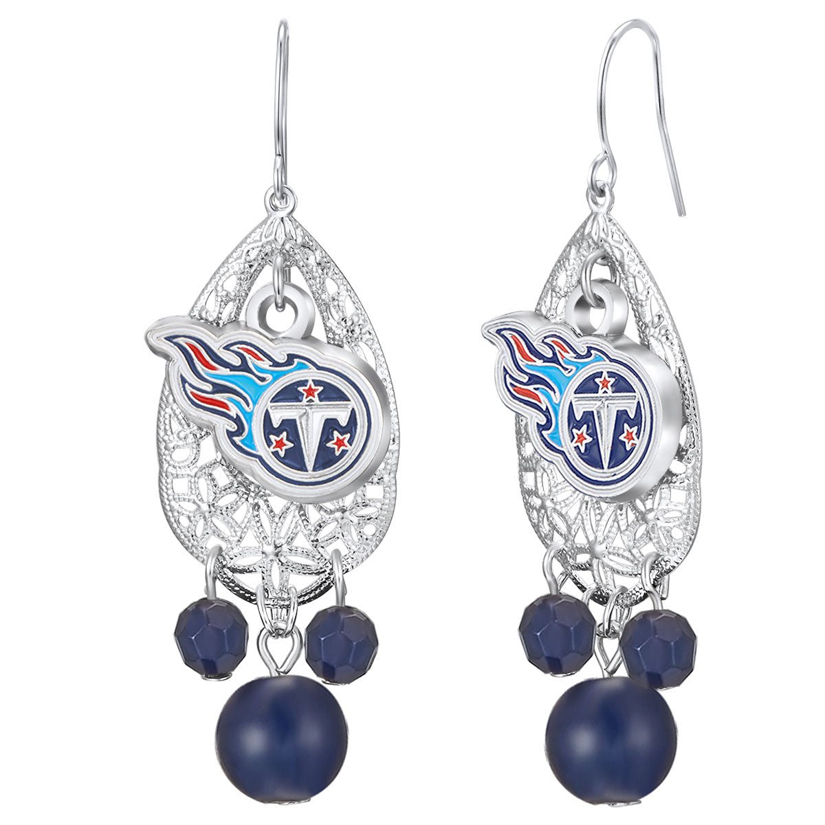 NFL Teardrop Logo Dangler Earrings - Gamedays Gear - Tennessee Titans