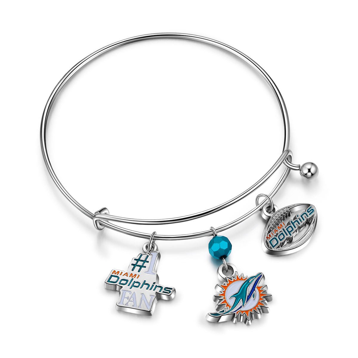 NFL Three Charm Logo Bracelet - Gamedays Gear - Miami Dolphins