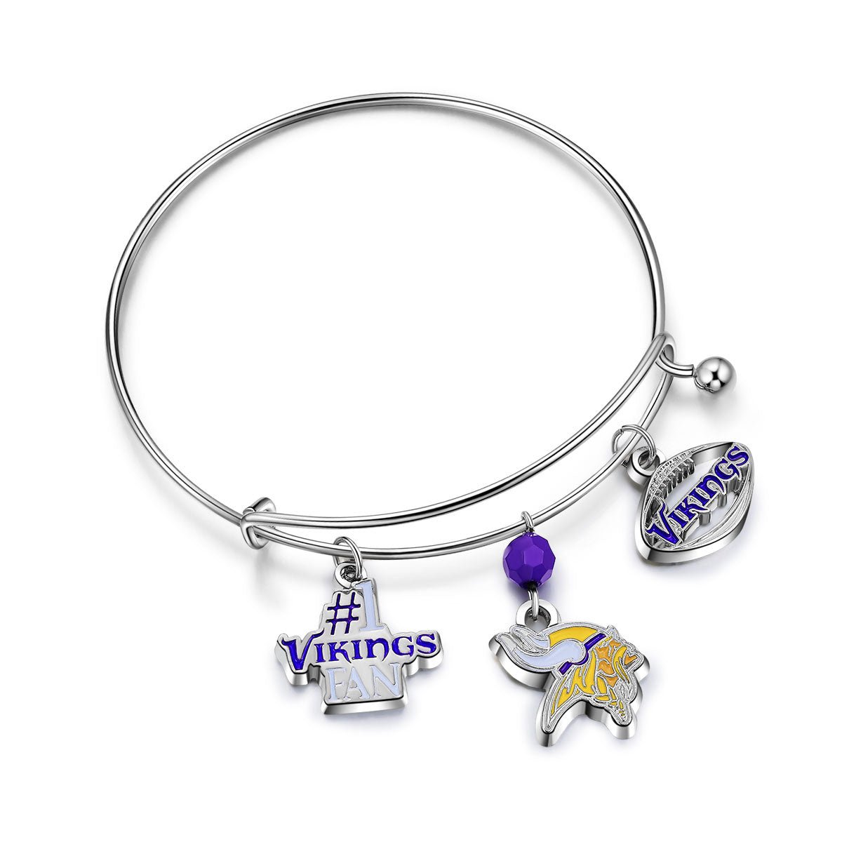 NFL Three Charm Logo Bracelet - Gamedays Gear - Minnesota Vikings