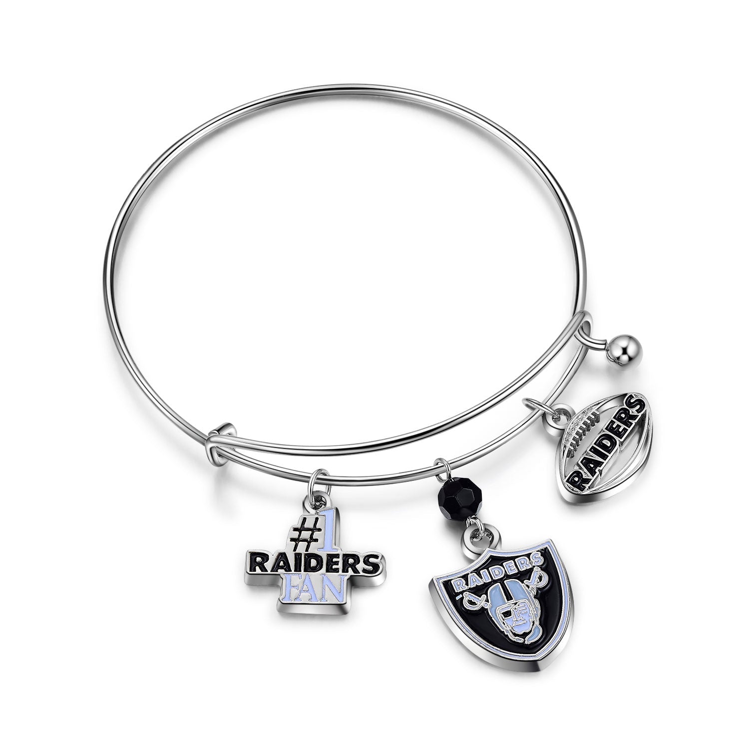 NFL Three Charm Logo Bracelet - Gamedays Gear - Las Vegas Raiders