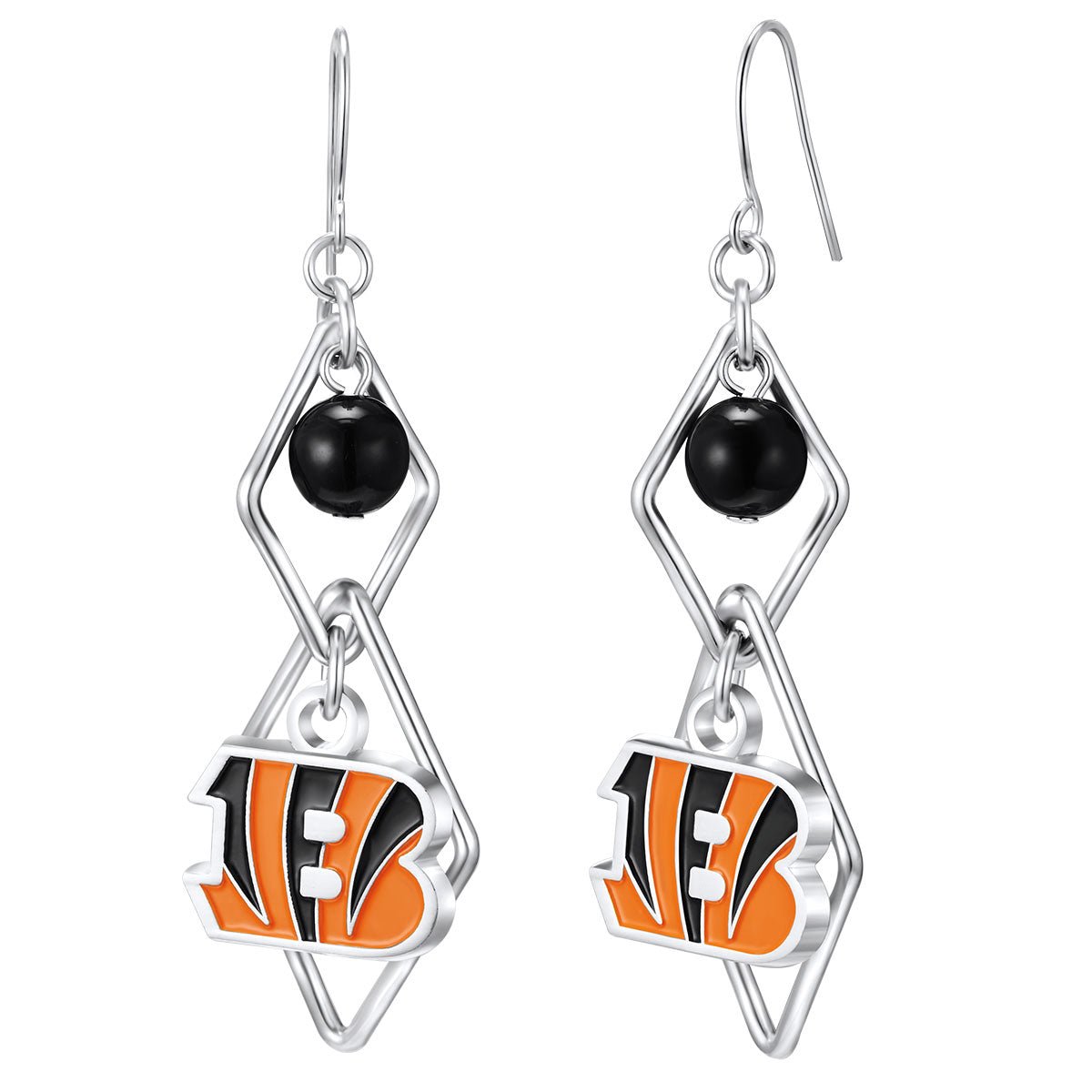 NFL Triangle Logo Dangler Earrings - Gamedays Gear - Cincinnati Bengals