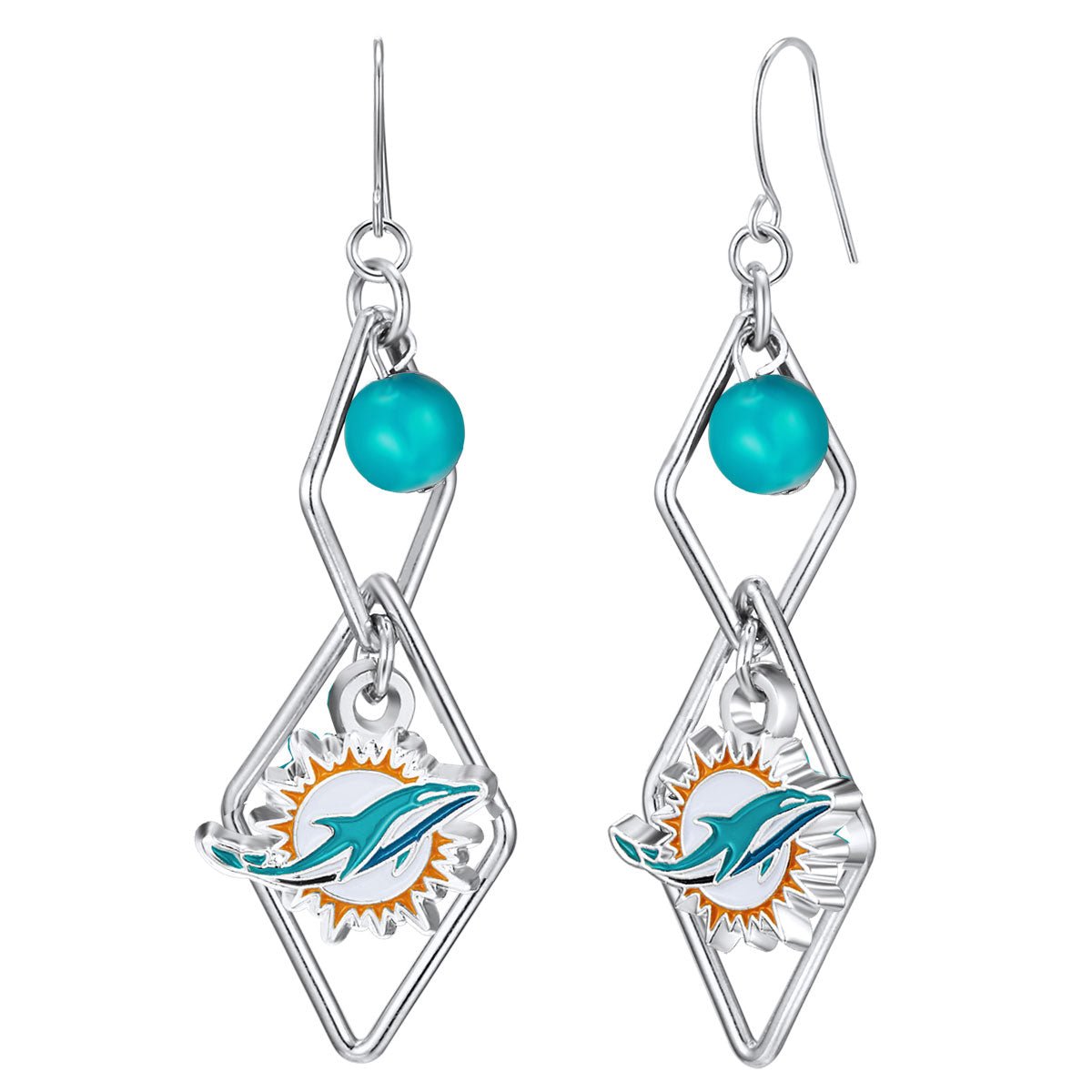 NFL Triangle Logo Dangler Earrings - Gamedays Gear - Miami Dolphins