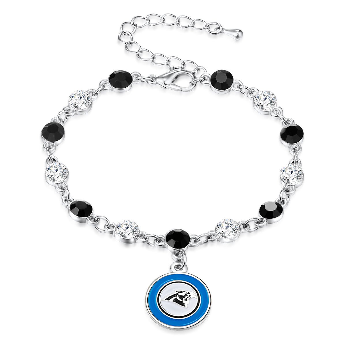 NFL Two Tone Crystal Bangle Bracelet - Gamedays Gear - Carolina Panthers