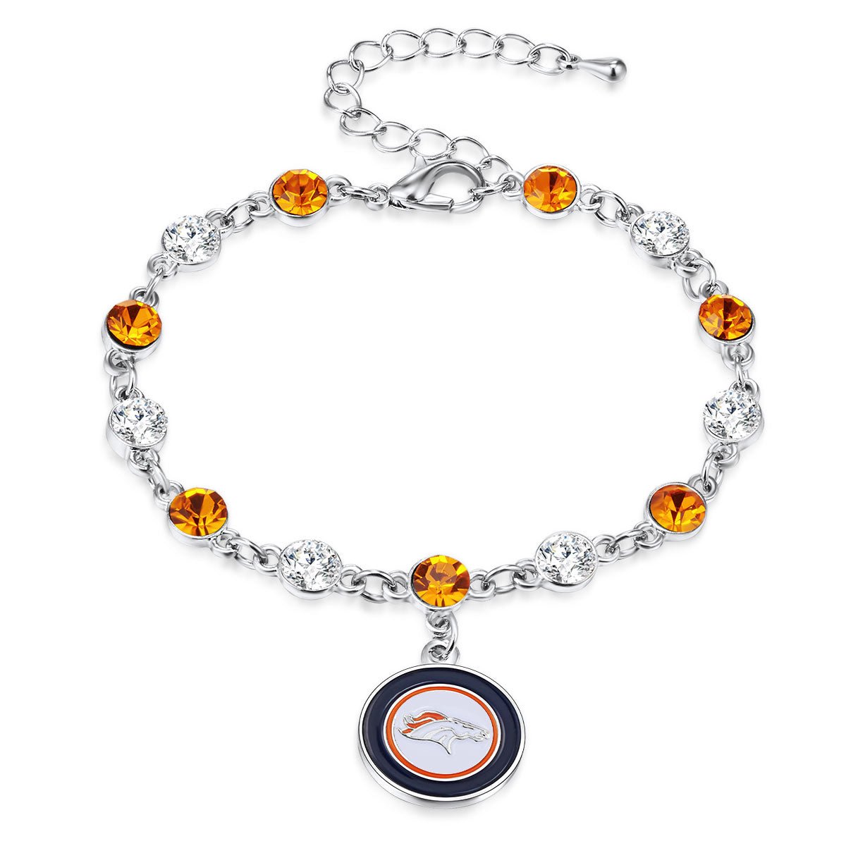 NFL Two Tone Crystal Bangle Bracelet - Gamedays Gear - Denver Broncos