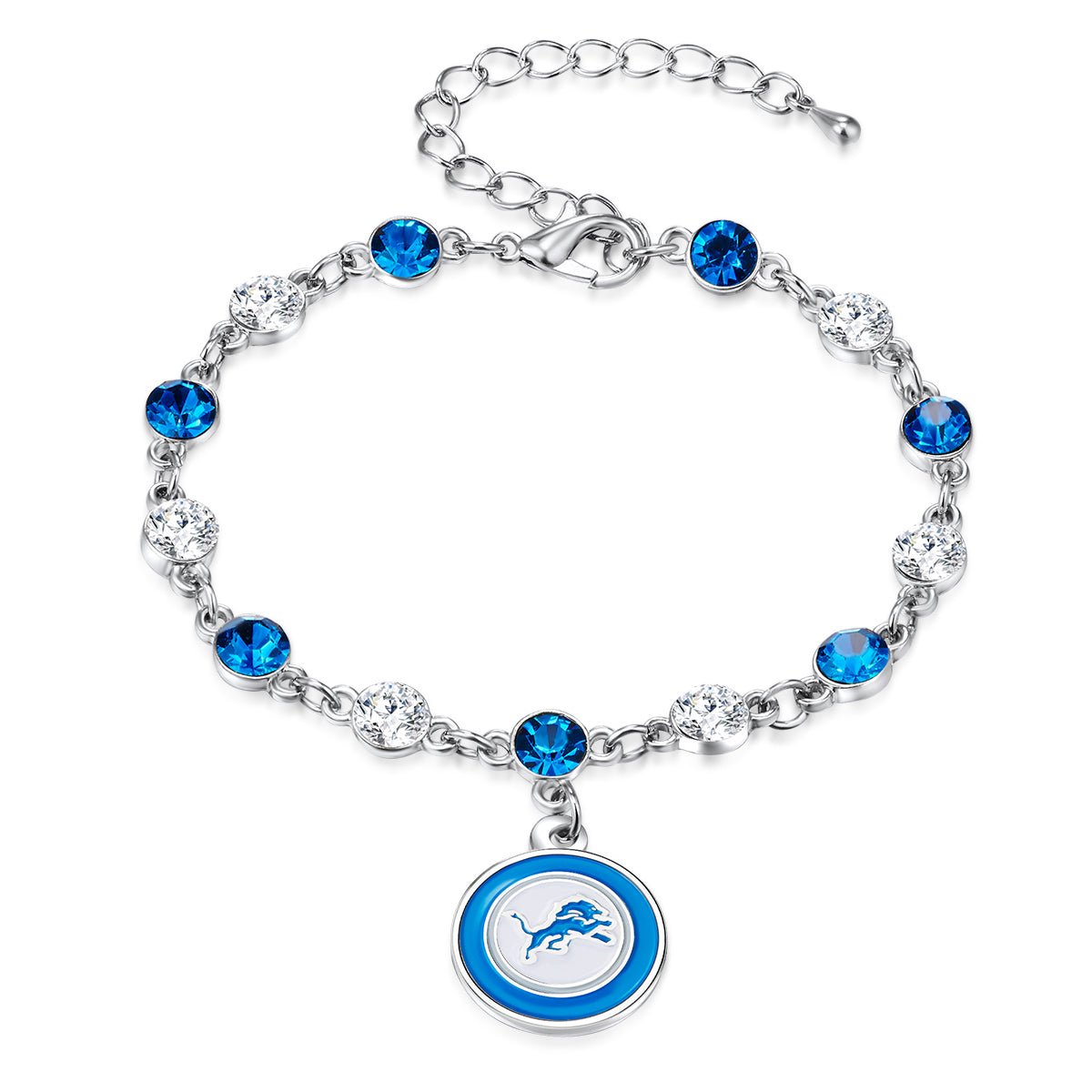 NFL Two Tone Crystal Bangle Bracelet - Gamedays Gear - Detroit Lions