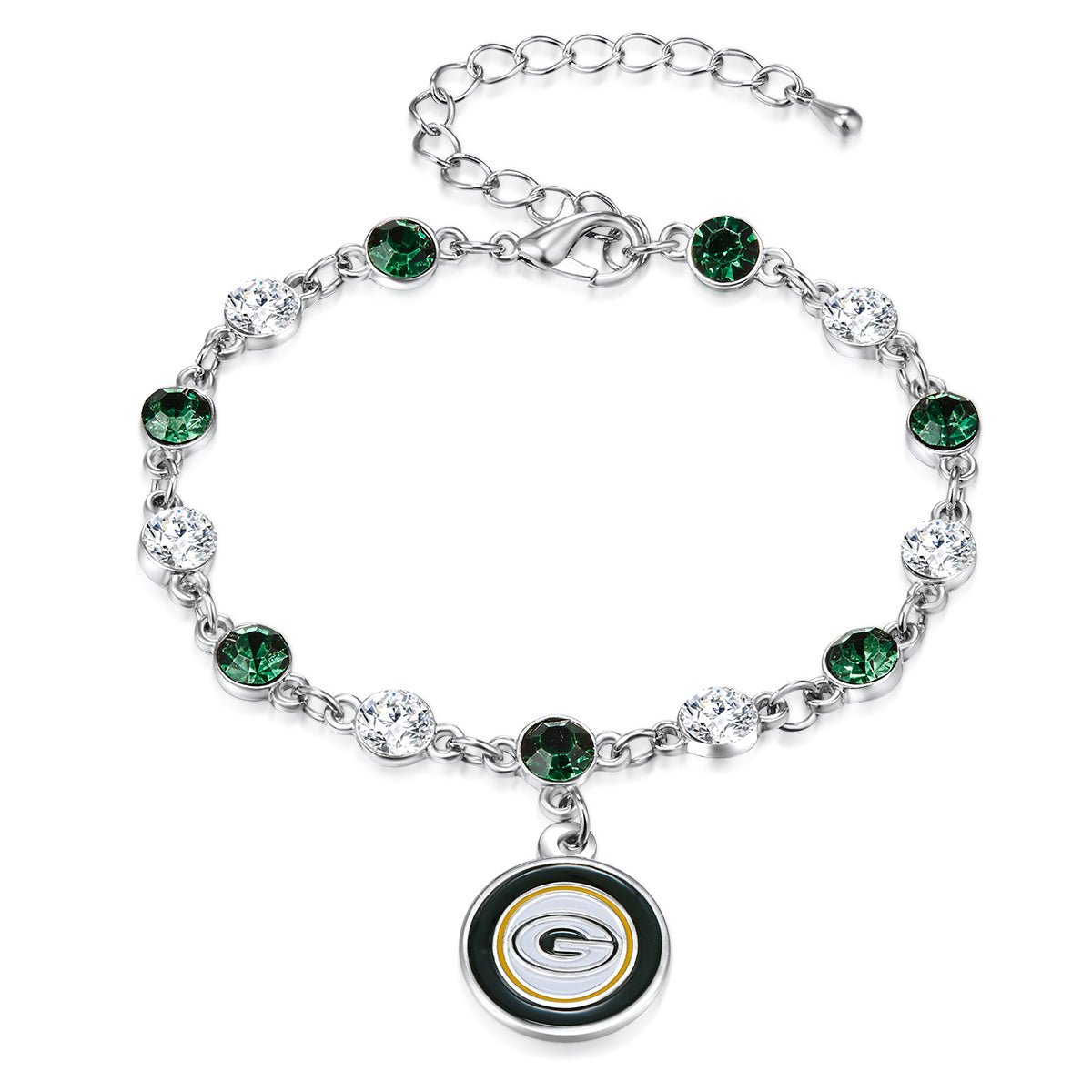 NFL Two Tone Crystal Bangle Bracelet - Gamedays Gear - Green Bay Packers