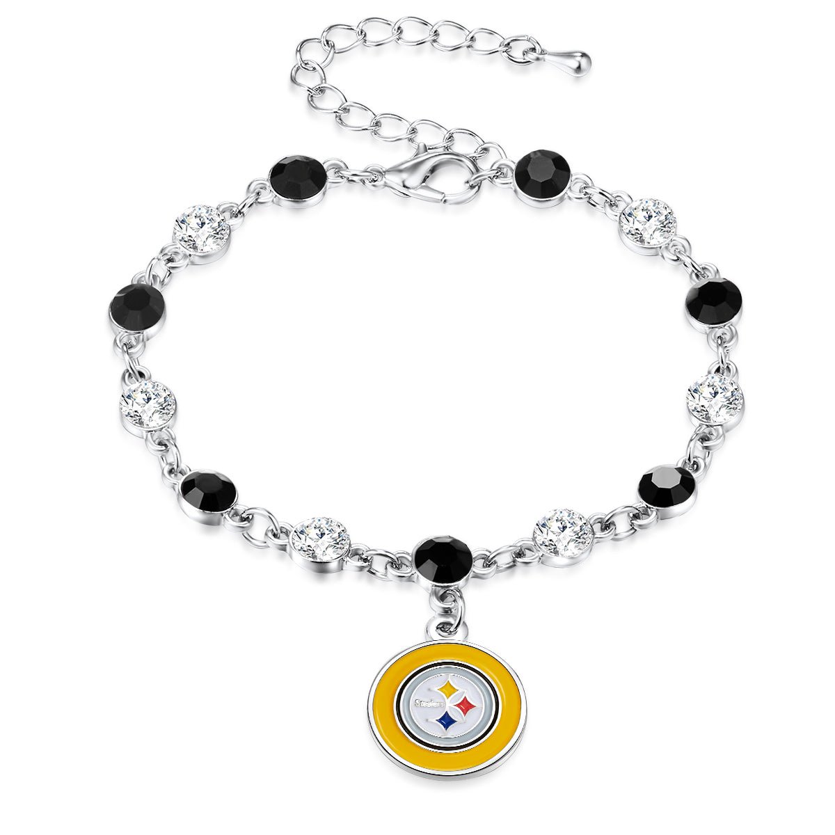 NFL Two Tone Crystal Bangle Bracelet - Gamedays Gear - Pittsburgh Steelers