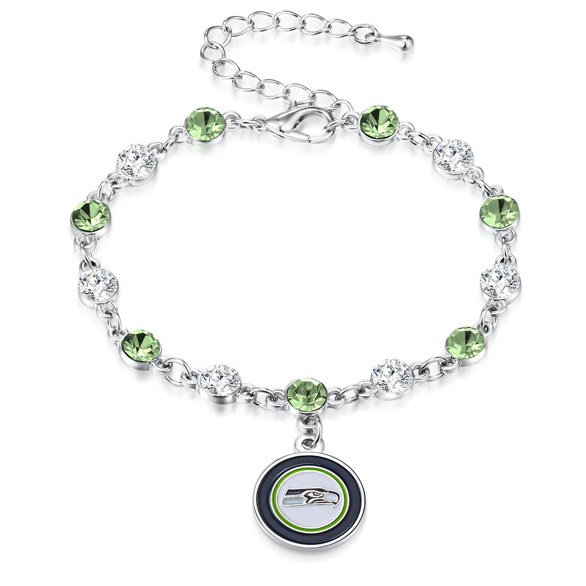 NFL Two Tone Crystal Bangle Bracelet - Gamedays Gear - Seattle Seahawks